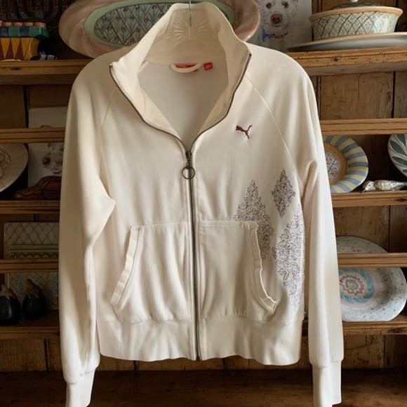Puma Cream Full Zip and Jogger Pants Casual Loungewear - Picture 2 of 6